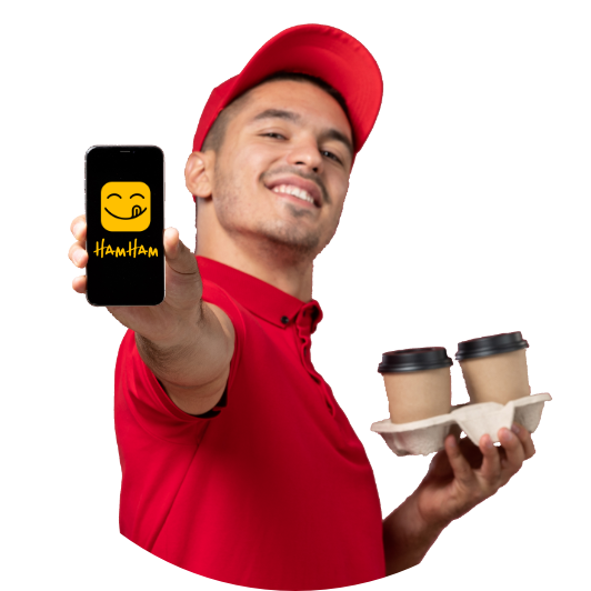 Happy Delivery Man with Phone