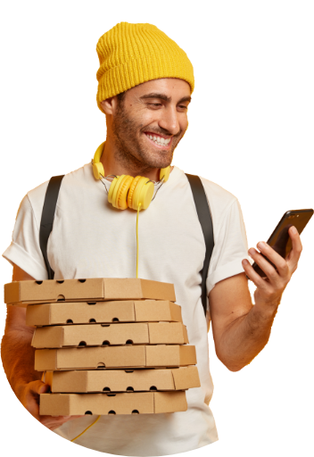 delivery guy with phone